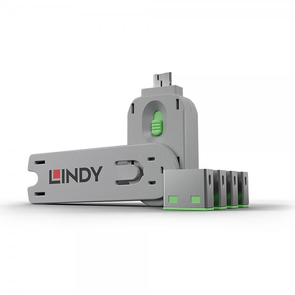 Lindy 40451 - Bloccaporte + chiave - USB tipo A - Verde - Acrilonitrile butadiene stirene (ABS) - 5
