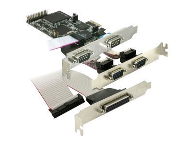 Delock PCI Express card 4 x serial - 1x parallel - PCIe - Moschip - Windows 2000/XP/Server-2003/Vist