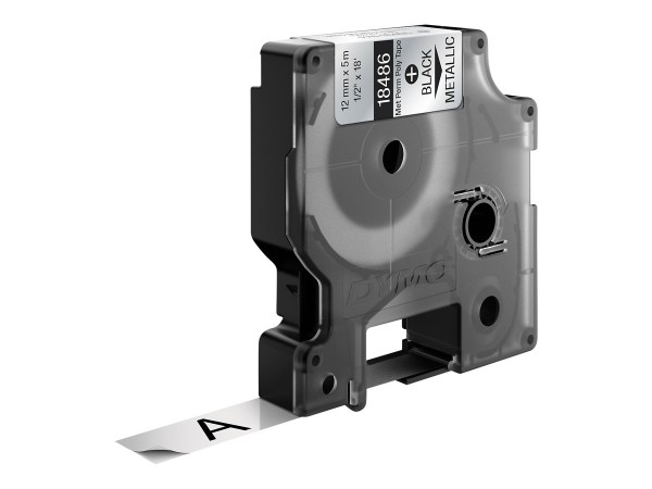 Dymo Rhino etichette industriali in poliestere permanente | 12 mm x 5,5 m | nero su metallizzato - N