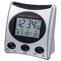 Technoline Radio Controlled Clock - Nero - Argento - Mini Stilo AAA