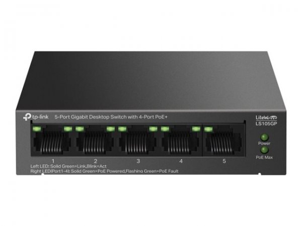 TP-LINK LS105GP Desktop Switch with PoE+ - Interruttore - 0,1 Gbps