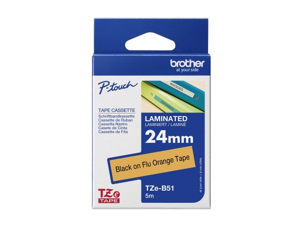 Brother TZE-B51 - Nero su arancione fluorescente - TZe - Grigio - Trasferimento termico - Cina - 5 a