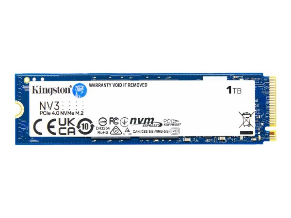 Kingston NV3 - SSD - 1 TB - intern - M.2 2280 - PCIe 4.0 x4 (NVMe) - PCIe 4.0/6000 MB/s read