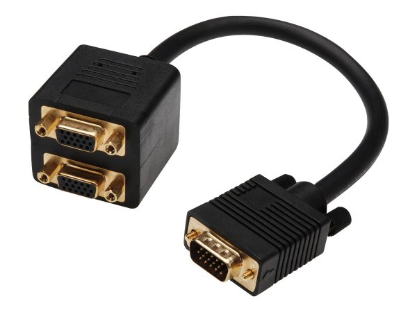 DIGITUS Cavo di aliment. Y monitor VGA - Splitter per cavo - Nero - HD15 M - 2x HD15 F - 200 mm - Sa