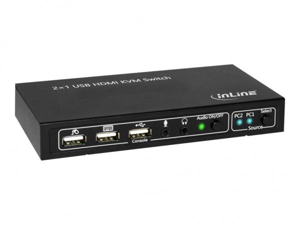 InLine KVM Desktop Switch - 2-porte - HDMI 4K2K - USB 2.0 Hub - con Audio