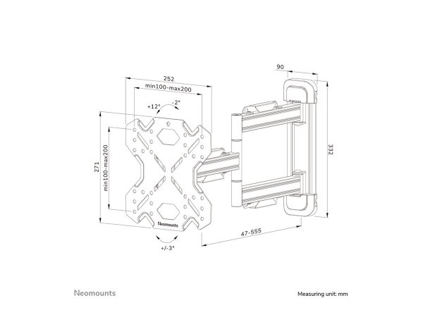 Neomounts WL40S-850BL12 Select Screen Wall Mount full motion 3 pivots 32" - 55" 40