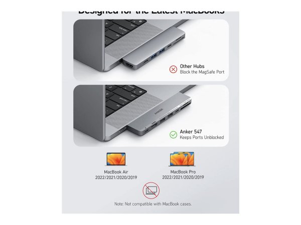 Anker Innovations 547 - Hub - Usb-C 7-in-2 - 3 x Usb-C+ 2 Usb+ 1 HDMI - Desktop - Corsa - 40 Gbps