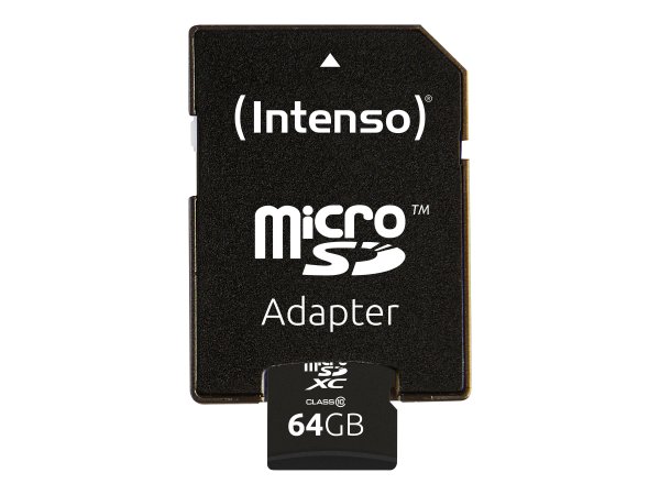 Intenso 64GB MicroSDHC - 64 GB - MicroSDXC - Classe 10 - 25 MB/s - Resistente agli urti - A prova di
