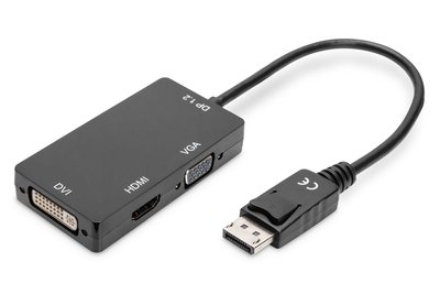 DIGITUS Cavo convertitore DisplayPort 3in1 - 0,2 m - DisplayPort - DVI-D - Maschio - Femmina - Oro