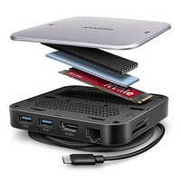 AXAGON HMC-Ufo USB-C Hub M.2 SATA/NVMe 1 Gbit/s Ethernet 384 kHz Audio - Audio/multimedia - Digitale