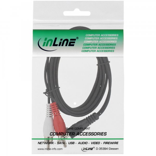 InLine Cavo Audio Jack 3,5mm M a 2x RCA M - 3m