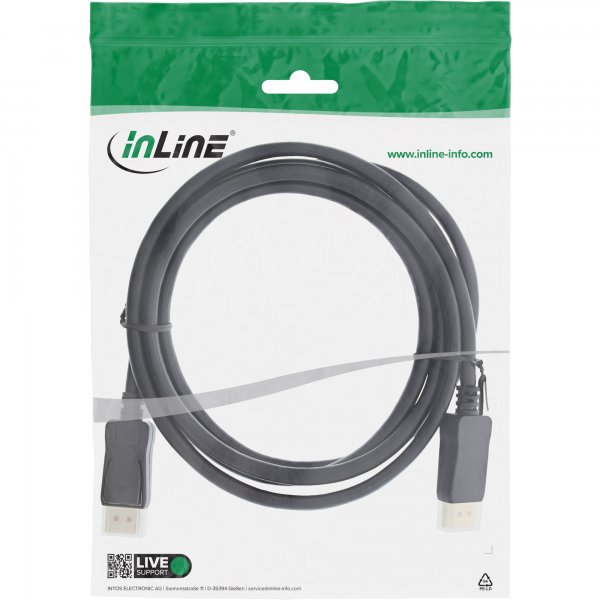 InLine Cavo DisplayPort 1.4 - nero - contatti placcati oro - 1,5 m