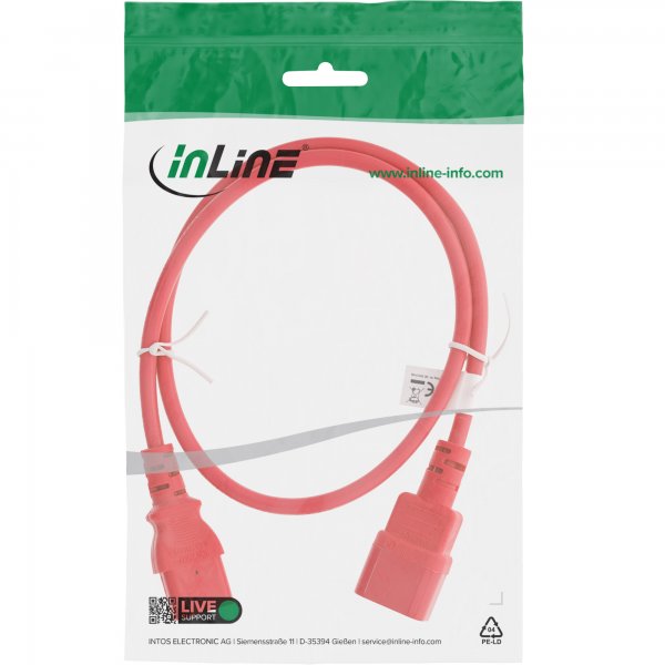 InLine Prolunga elettrica - da C13 a C14 - rosso - 0,3m