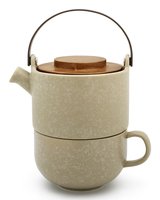 Bredemeijer Group Tea-for-one Umea beige Akazienholzdeckel 142024