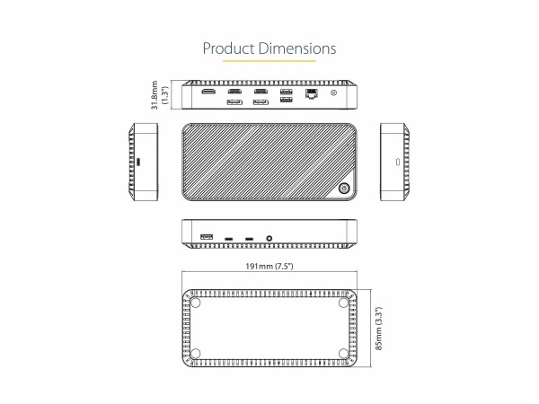 StarTech.com Docking station USB-C per Tre Monitor - Dock USB C Triplo HDMI/DP 4K - Hub USB a 5 Port