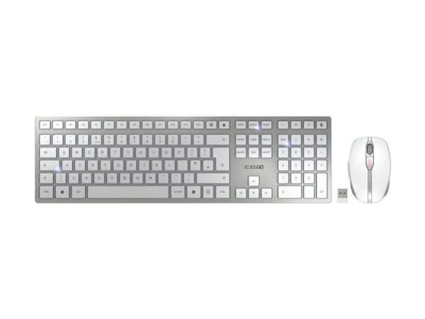 Cherry DW 9100 SLIM - Wireless - RF senza fili + Bluetooth - QWERTY - Argento - Mouse incluso