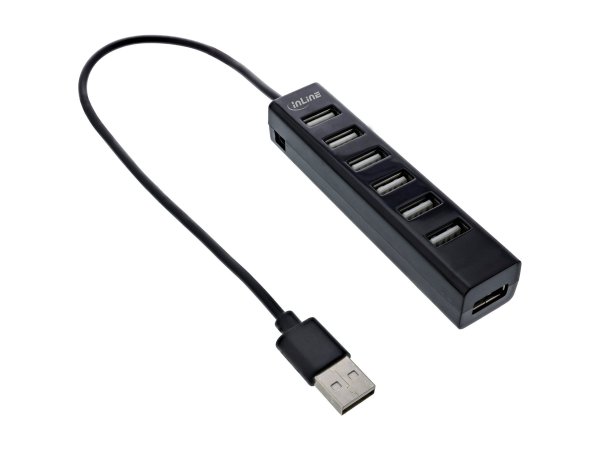 InLine USB 2.0 7-Port Hub - da maschio Type-A a 7x femmina Type-A - nero