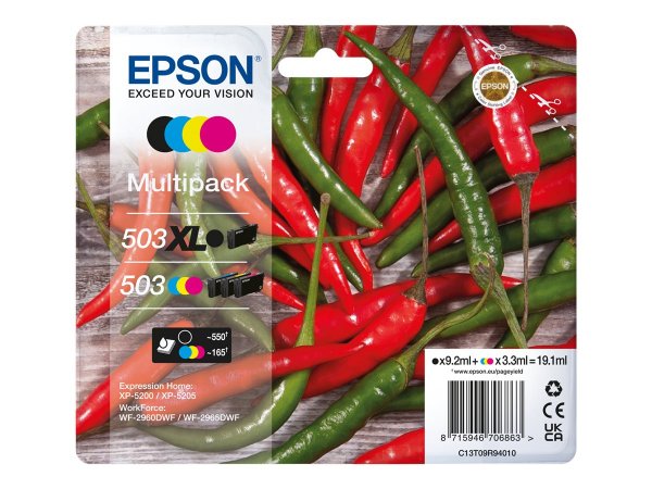 Epson 503 XL - Resa elevata (XL) - 9,2 ml - 3,3 ml - 4 pz - Confezione multipla
