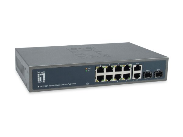 LevelOne GEP-1221 - Switch - unmanaged - 8 x/1000 PoE++ 2 SFP+ 2 - Interruttore - Filo di rame