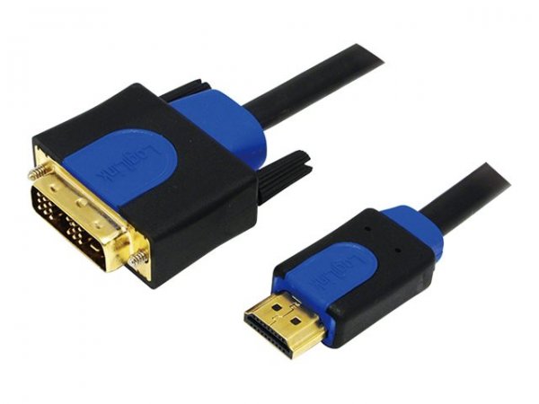 LogiLink CHB3102 - 2 m - HDMI - DVI-D - Oro - Nero - Blu - Maschio/Maschio
