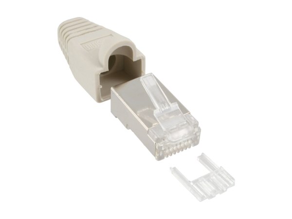 InLine Connettore a crimpare RJ45 schermato - antipiega - guida - beige - 10pz.