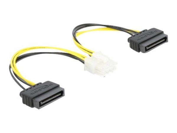 Delock 83020 - 0,15 m - 2 x SATA a 15 pin - EPS 8-pin - Maschio - Femmina - Dritto