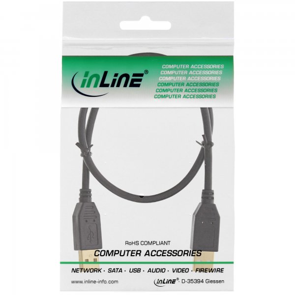 InLine Cavo USB 2.0 A maschio / A maschio - nero - dorato - 1m