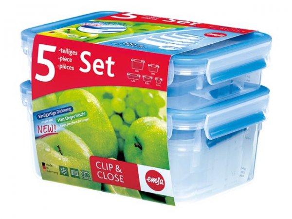 Groupe SEB Frischhaltedose Clip & Close 5er Set 0.15 - 3.70 l transportsicherer