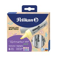 Pelikan Textmarker 490 eco - 6 pz - Multicolore - Punta smussata - Plastica riciclata - Grassetto/Fi