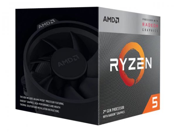 AMD Ryzen 5 3400G (4x 3,7 GHz) 6MB Sockel AM4 CPU BOX (Wraith Stealth Kühler) - AMD R5 - 4 GHz