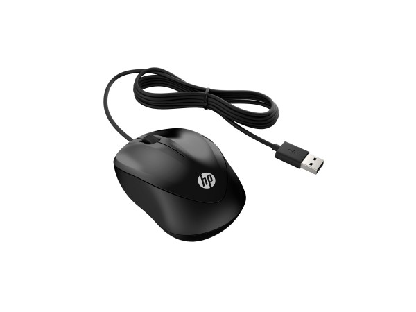 HP Wired Mouse 1000 - Ambidestro - USB tipo A - 1200 DPI - Nero