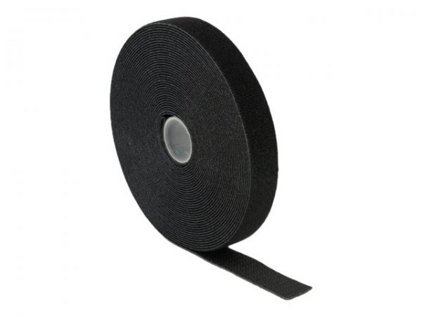 Delock Nastro con chiusura a strappo a rotolo L 10 m x P 20 mm in scatola nera - Nero - 20 mm - 10 m