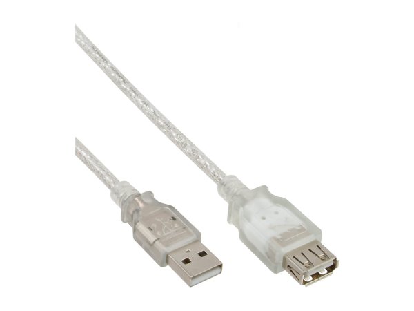 InLine Cavo USB 2.0 A maschio / A femmina - prolunga - dorato - trasparente - 3m