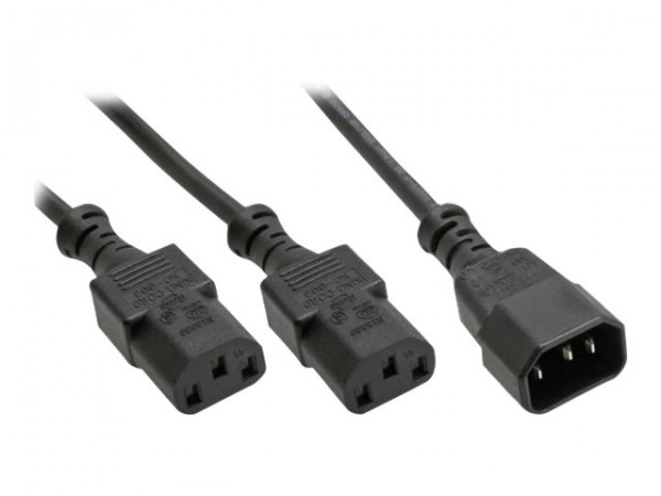 InLine Cavo alimentaz - prolunga Y IEC-320 - spina C14 2x presa C13 - nero - 1m