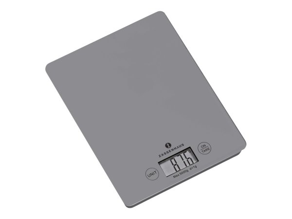 Zassenhaus Balance - Bilancia da cucina elettronica - 5 kg - 1 g - Grigio - Vetro - Superficie piana