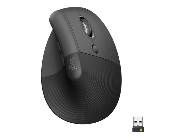 Logitech Lift - Mano destra - Design verticale - Ottico - RF senza fili + Bluetooth - 4000 DPI - Gra