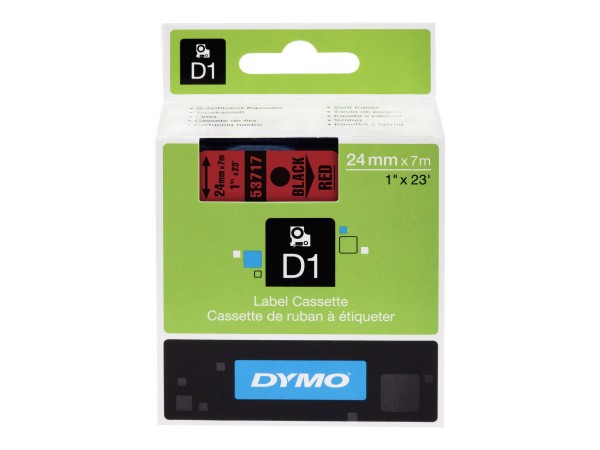 Dymo D1 etichette originali | 24 mm x 7 mm | stampa nera su rosso | etichette autoadesive per etiche