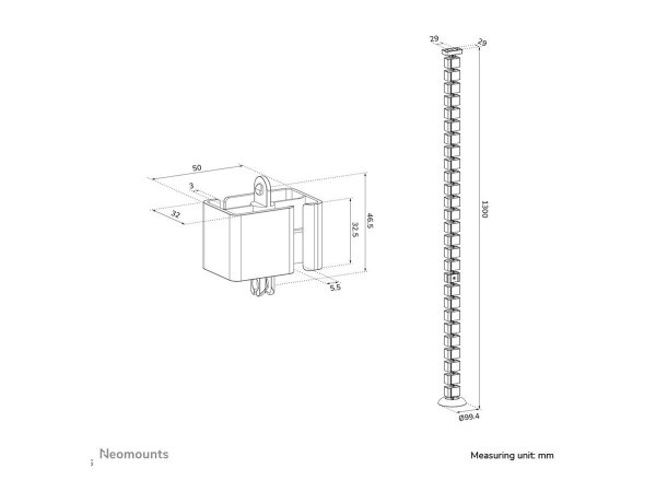 Neomounts Cable Spine Organizer for sit/stand desk frames magnet mounted
