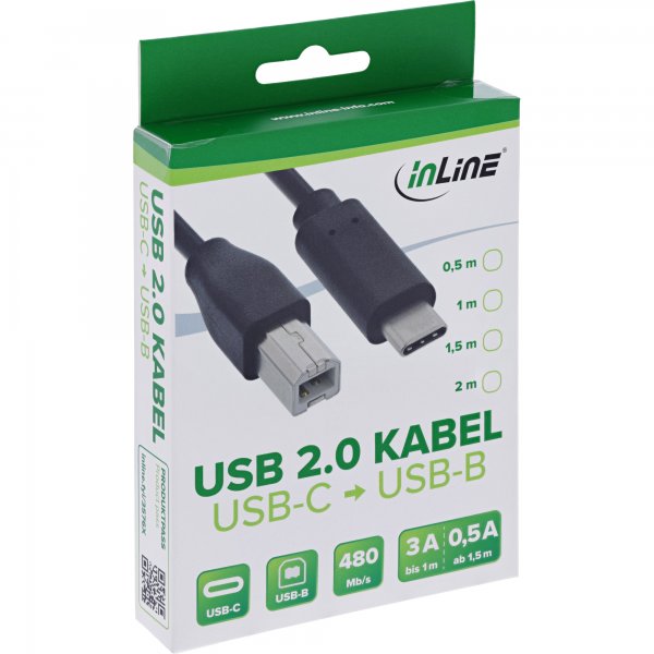 InLine Cavo USB 2.0 C maschio / B maschio - nero - 0,5m