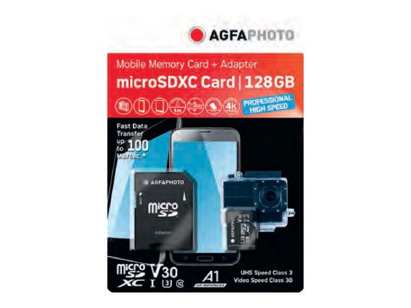 AgfaPhoto MicroSDXC UHS-I High Speed Class 10 U1 V10 - Extended Capacity SD (MicroSDHC)