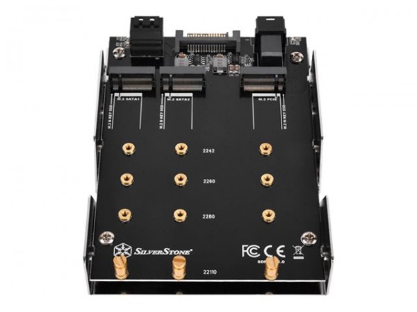 SilverStone SDP12 - Laufwerksschachtadapter - 3.5" auf 3 x M.2 8.9 cm 3 M - 3,5" - m.2 SATA