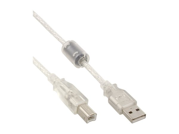 InLine Cavo USB 2.0 A maschio / B maschio - Ferrite - trasparente - 0,3m