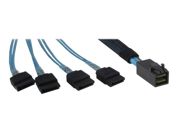 Inter-Tech 0.5m SFF 8643/4x SATA - 0,5 m - SFF 8643 - 4x SATA - Maschio/Maschio - Nero - Blu - 35 g