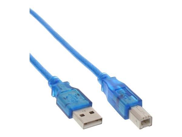 InLine Cavo USB 2.0 A maschio / B maschio - blu Trasparente - 3m