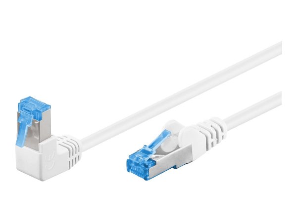 Goobay Cat 6 A Patchkabel 1x 90° gewinkelt S/FTP PiMF weiss - Cavo - Rete