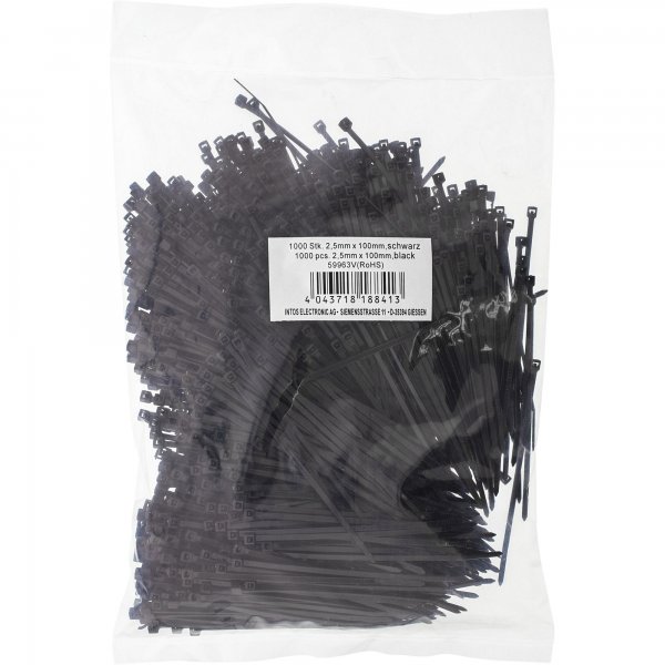InLine Fascette stringicavo 100x2,5mm - nero. Confezione da 1000 pezzi (Bulk)
