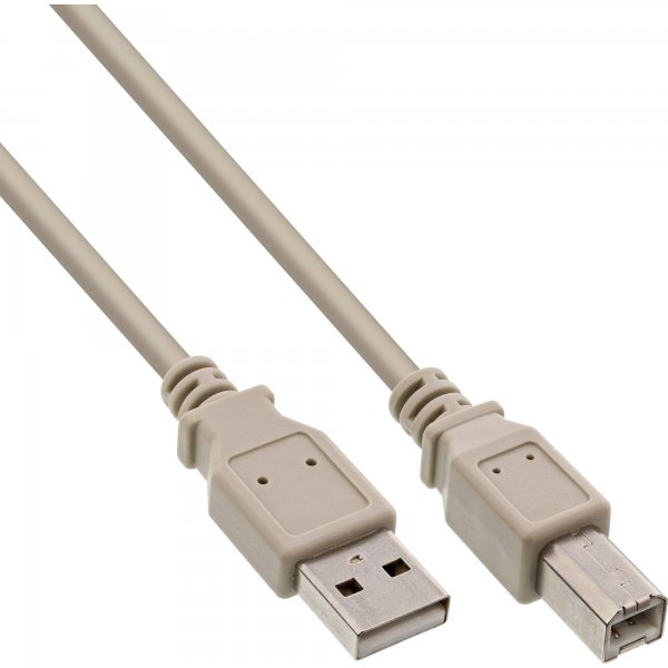 InLine Cavo USB 2.0 A maschio / B maschio - bulk - beige - 3m