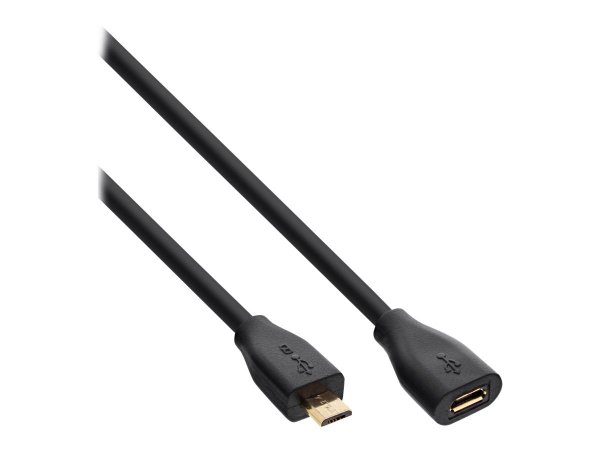 InLine Cavo USB 2.0 Micro - Micro Bm/ F - prolunga - dorato - nero - 2m