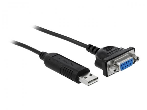 Delock 66281 - Nero - 1,8 m - RS-232 - USB tipo A - Femmina - Maschio