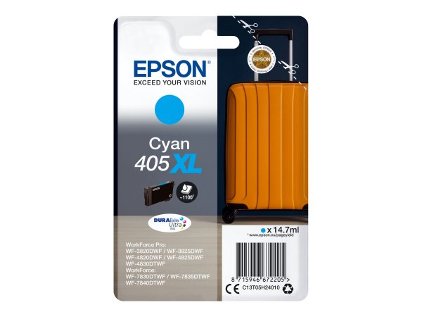 Epson Singlepack Cyan 405XL DURABrite Ultra Ink - Resa elevata (XL) - Ciano - 14,7 ml - 1 pz - Confe